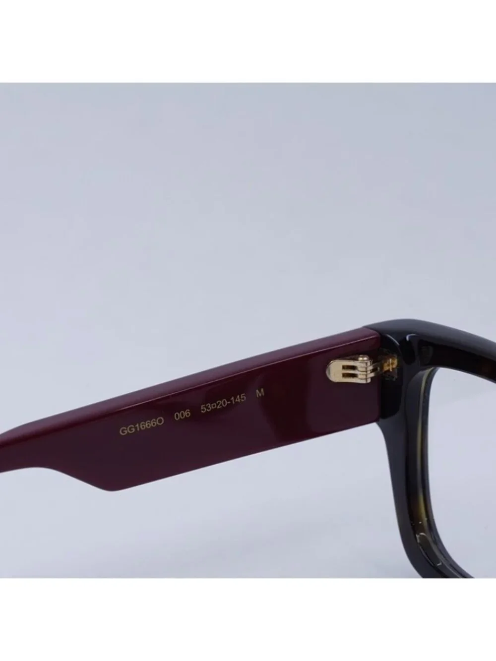 Gucci GG1666O 006 Eyeglasses Havana with Red 53mm Square Frame
